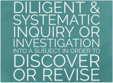 Diligent & systematic inquiry or investigation into a subject in order to discover or revise
