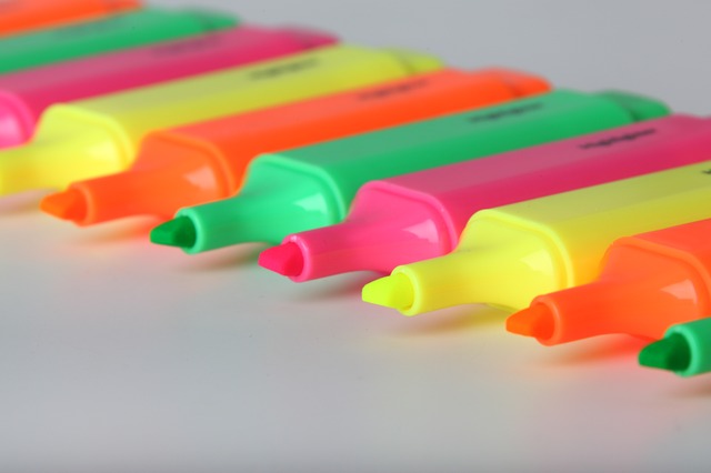 Row of highlighters